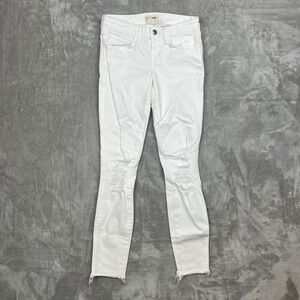 L'Agence White Skinny Jeans Distressed Frayed‎ Hem Size 24